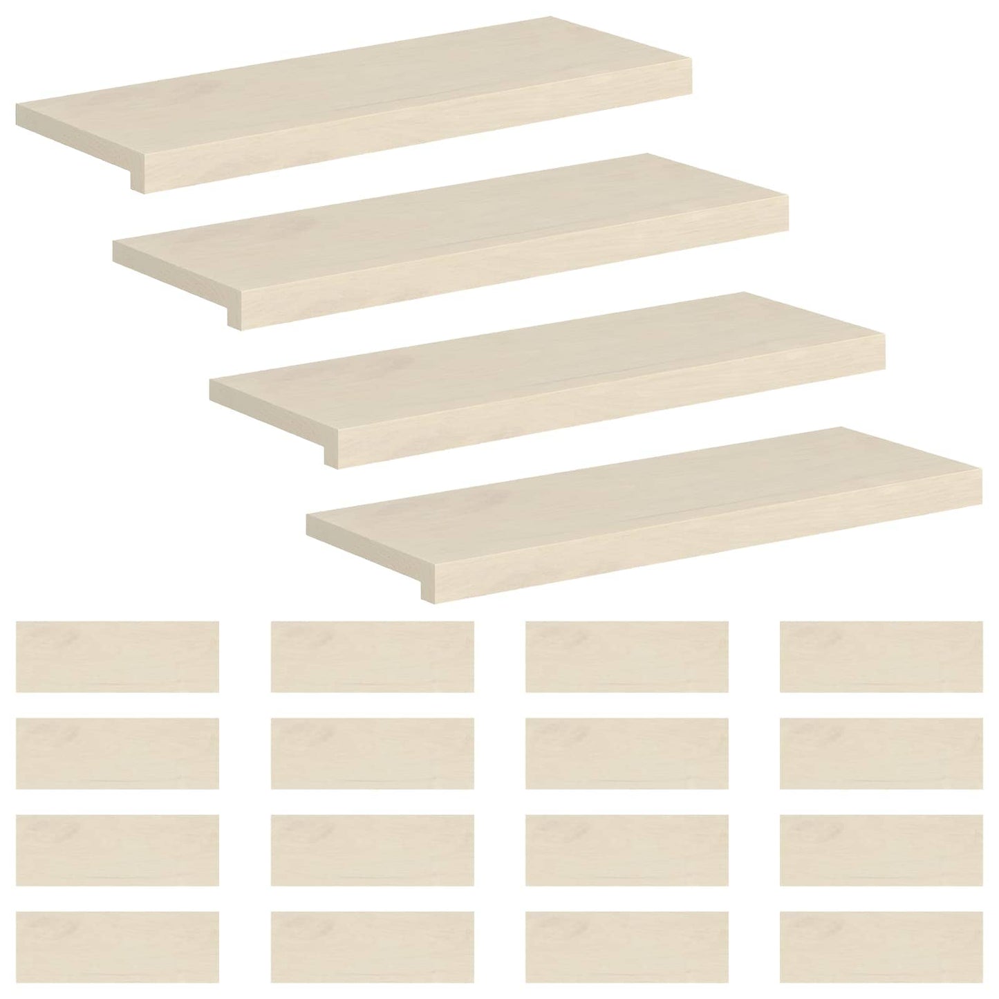 Stair Tread 20 pcs 80 x 25 x 2 cm White Solid Oak Wood