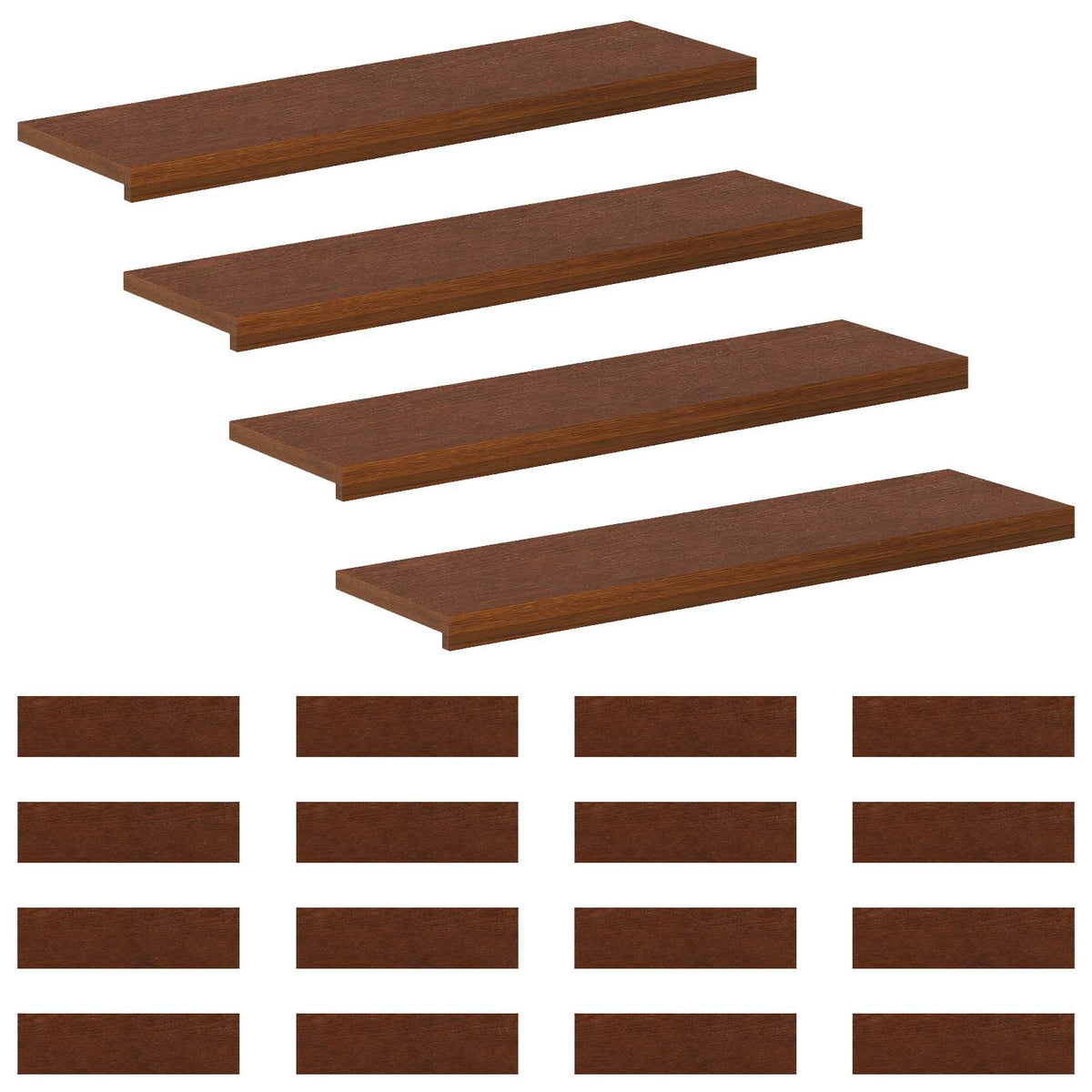 Stair Tread 20 pcs 100 x 25 x 2 cm Dark Brown Solid Oak Wood