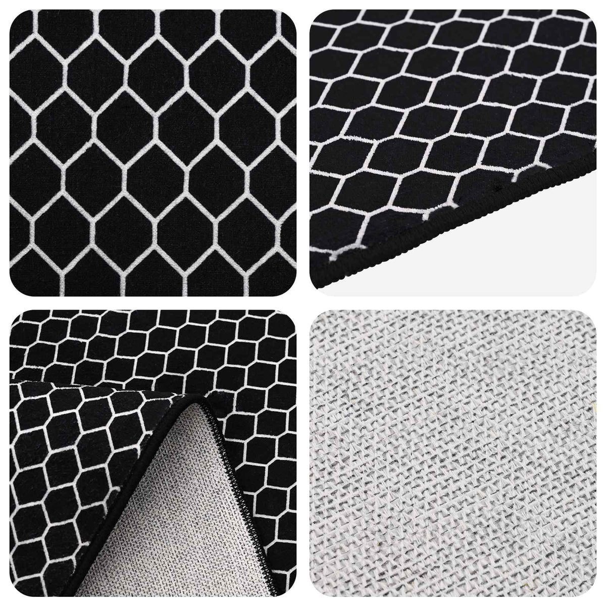 Rug ORIZ Black Mesh Pattern 240 x 340 cm 100% Polyester