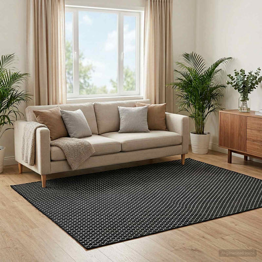 Rug ORIZ Black Mesh Pattern 240 x 340 cm 100% Polyester