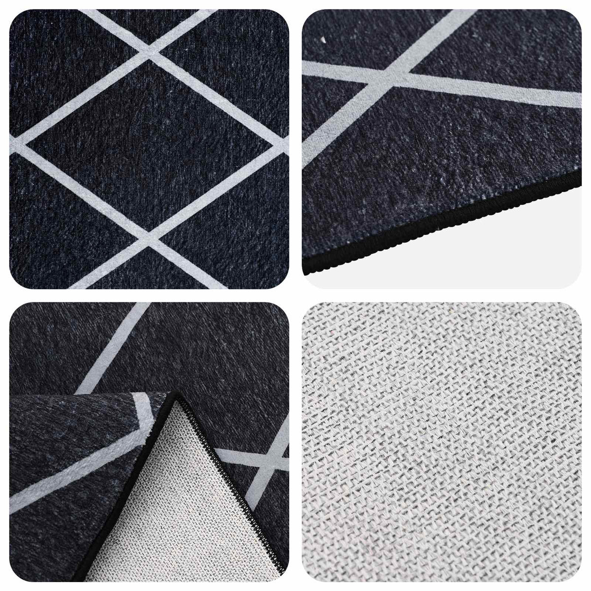 Rug ORIZ Black Diamond Pattern 240 x 340 cm 100% Polyester
