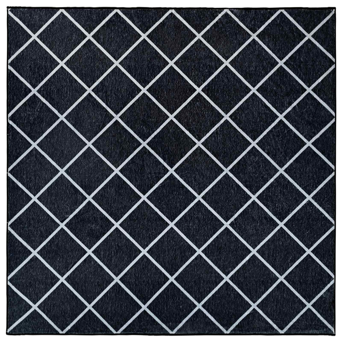 Rug ORIZ Black Diamond Pattern 200 x 200 cm 100% Polyester