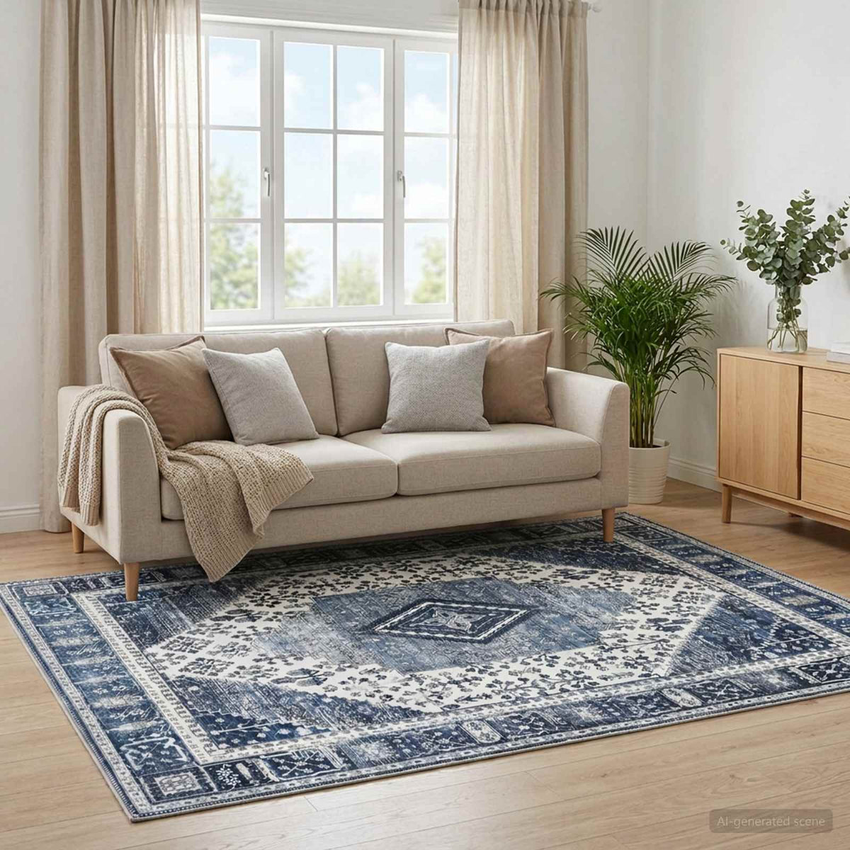 Rug ORIZ Dark Blue 240 x 340 cm 100% Polyester