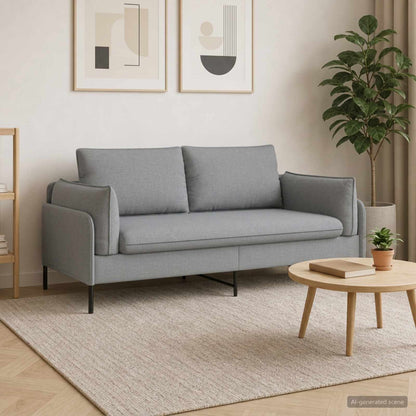 2-Seater Sofa Light Grey 188 x 81 x 89 cm Fabric
