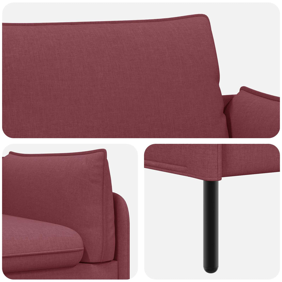 2-Seater Sofa Wine Red 188 x 81 x 89 cm Fabric