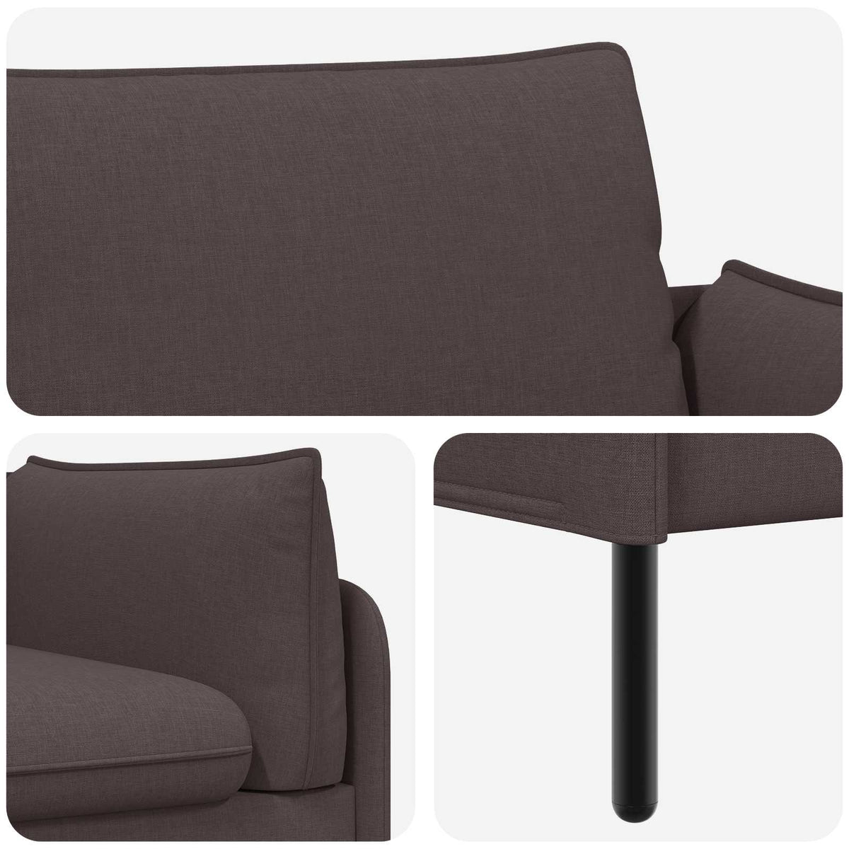 2-Seater Sofa Dark Brown 188 x 81 x 89 cm Fabric