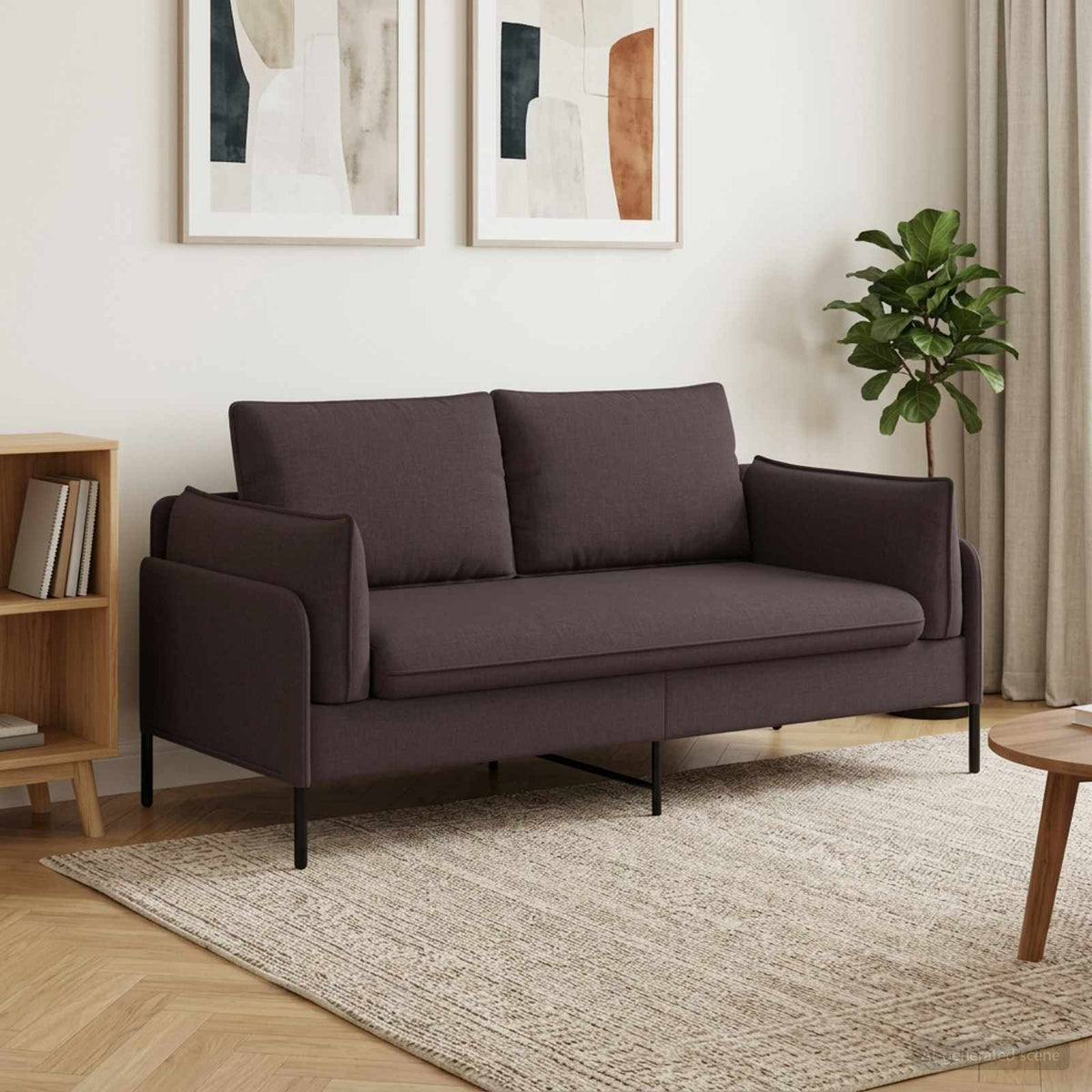 2-Seater Sofa Dark Brown 188 x 81 x 89 cm Fabric