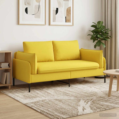 2-Seater Sofa Light Yellow 188 x 81 x 89 cm Fabric