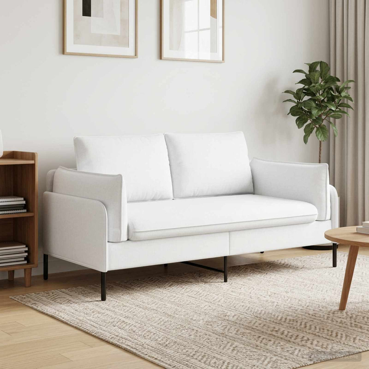 2-Seater Sofa White 188 x 81 x 89 cm Fabric