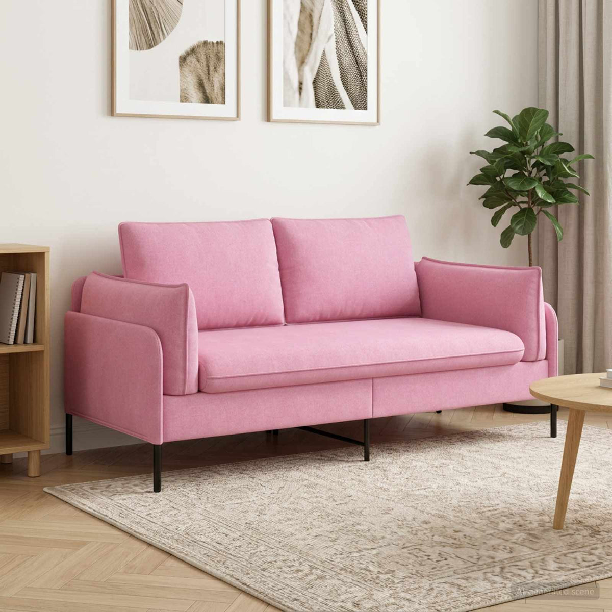 2-Seater Sofa Pink 188 x 81 x 89 cm Fabric