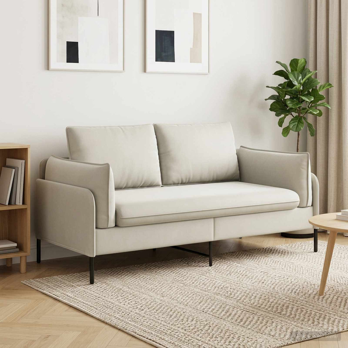 2-Seater Sofa 2-Seater Cream 188 x 81 x 89 cm Velvet