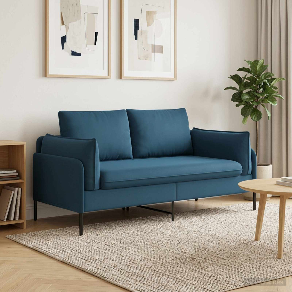2-Seater Sofa 2-Seater Blue 188 x 81 x 89 cm Velvet