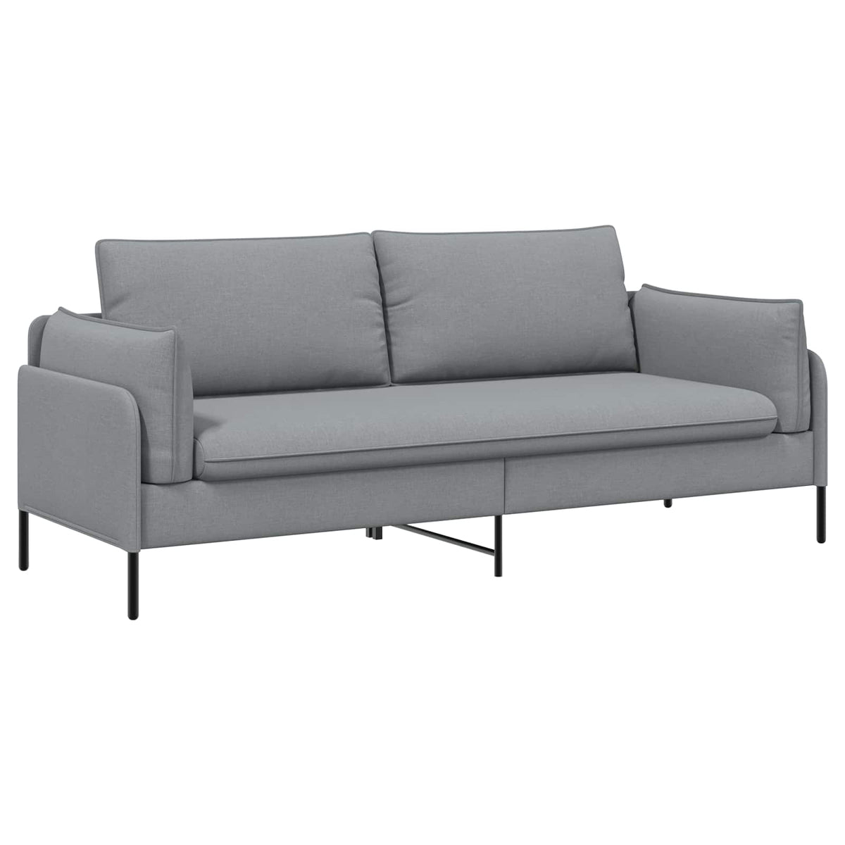 3-Seater Sofa Light Grey 222 x 81 x 89 cm Fabric