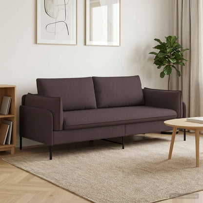3-Seater Sofa Dark Brown 222 x 81 x 89 cm Fabric