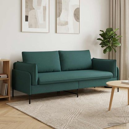 3-Seater Sofa Dark Green 222 x 81 x 89 cm Fabric
