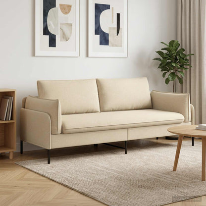 3-Seater Sofa Cream 222 x 81 x 89 cm Fabric