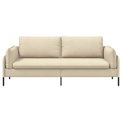3-Seater Sofa Cream 222 x 81 x 89 cm Fabric