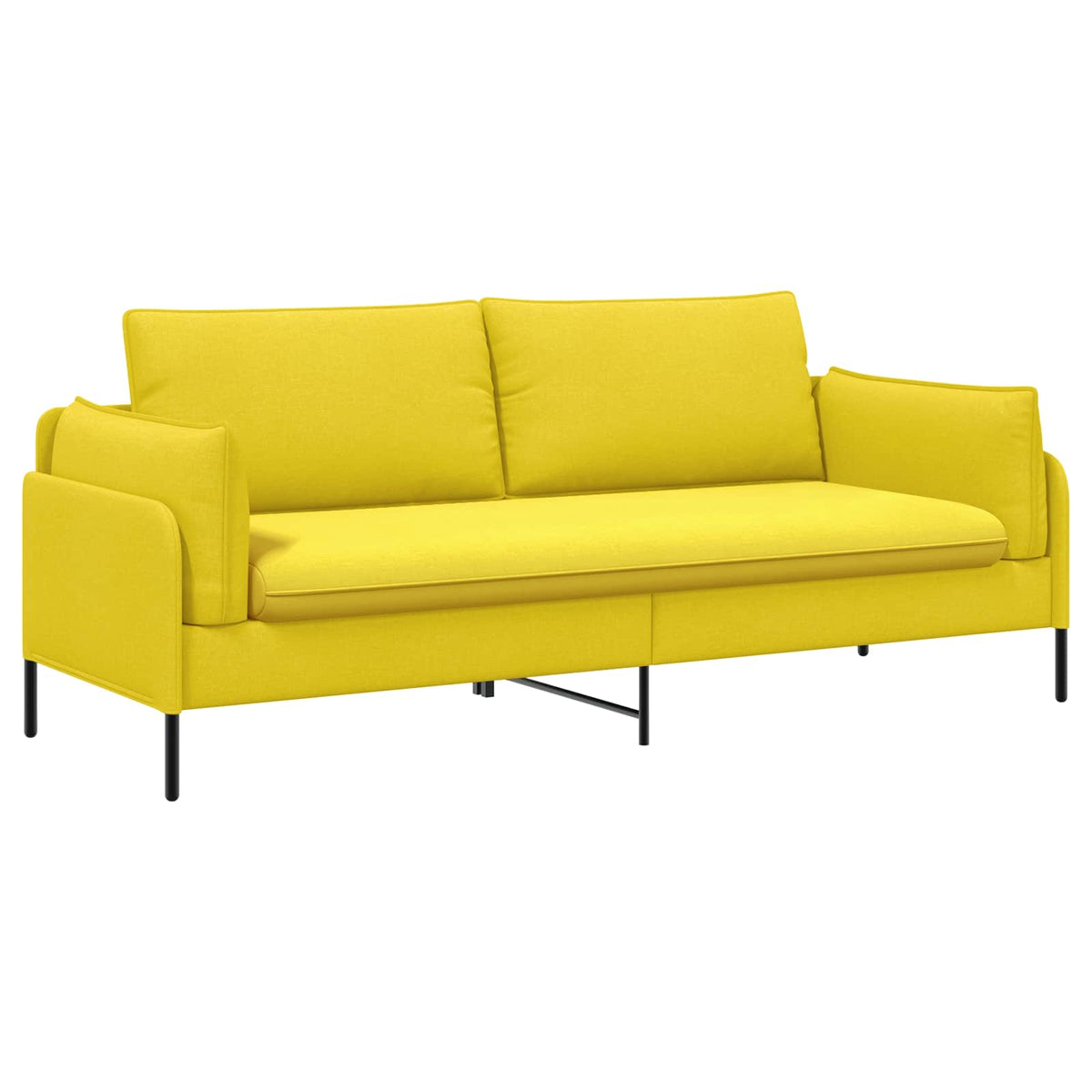 3-Seater Sofa Light Yellow 222 x 81 x 89 cm Fabric