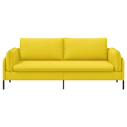 3-Seater Sofa Light Yellow 222 x 81 x 89 cm Fabric