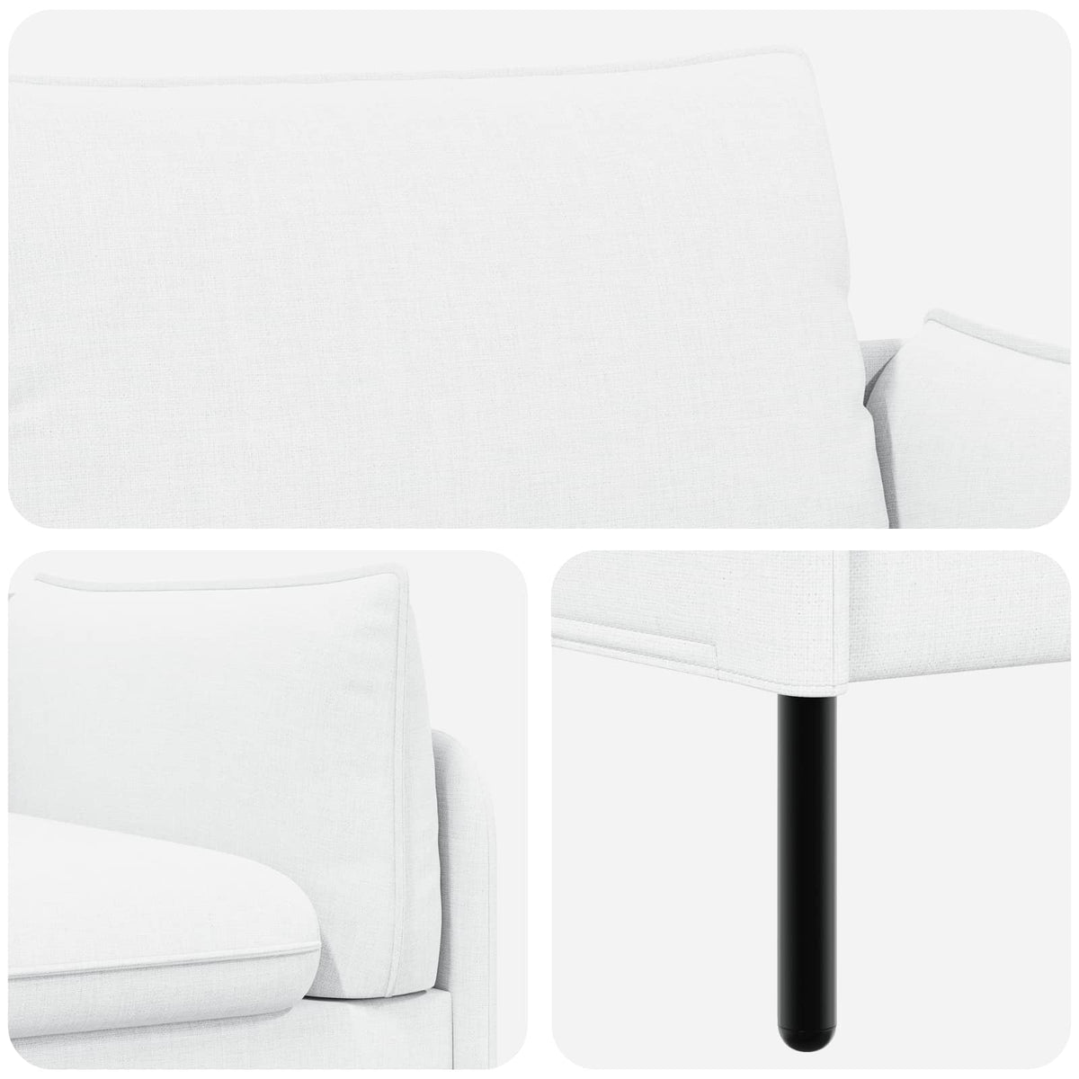 3-Seater Sofa White 222 x 81 x 89 cm Fabric