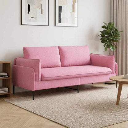 3-Seater Sofa Pink 222 x 81 x 89 cm Fabric