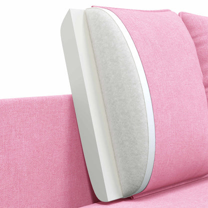 3-Seater Sofa Pink 222 x 81 x 89 cm Fabric