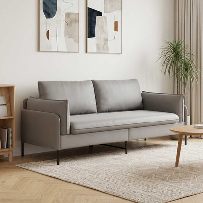 3-Seater Sofa Light Grey 222 x 81 x 89 cm Velvet