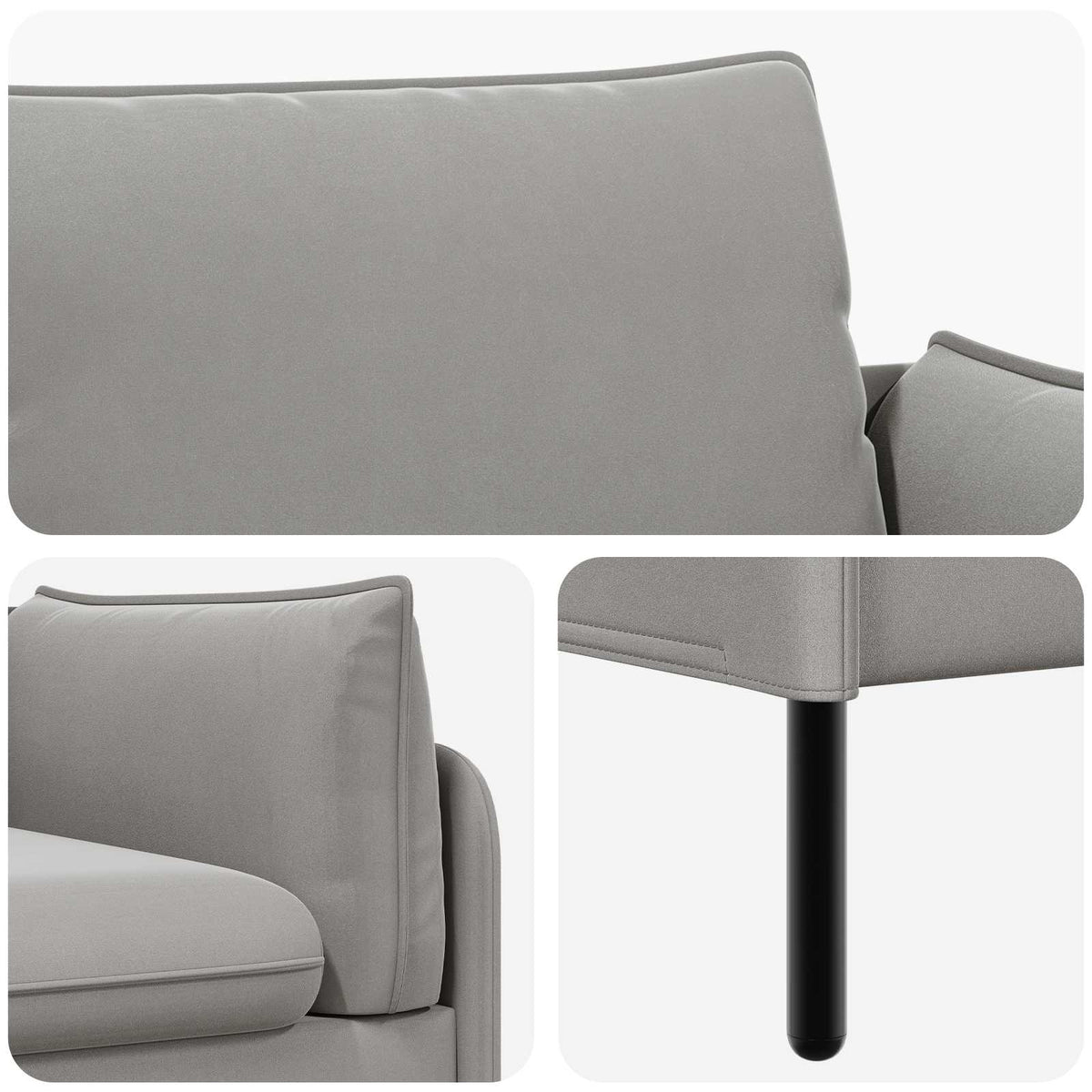 3-Seater Sofa Light Grey 222 x 81 x 89 cm Velvet