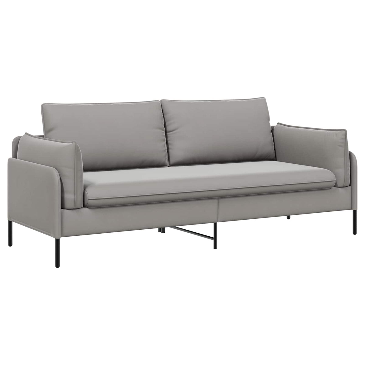 3-Seater Sofa Light Grey 222 x 81 x 89 cm Velvet