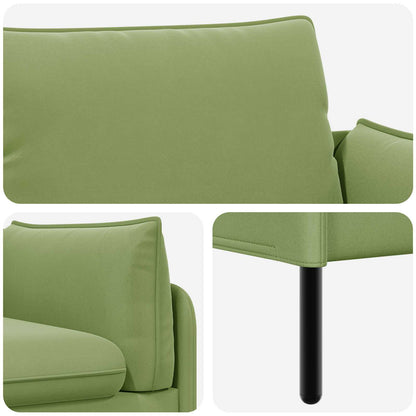 3-Seater Sofa 3-Seater Light Green 222 x 81 x 89 cm Velvet