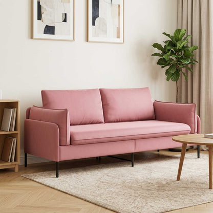 3-Seater Sofa Pink 222 x 81 x 89 cm Velvet