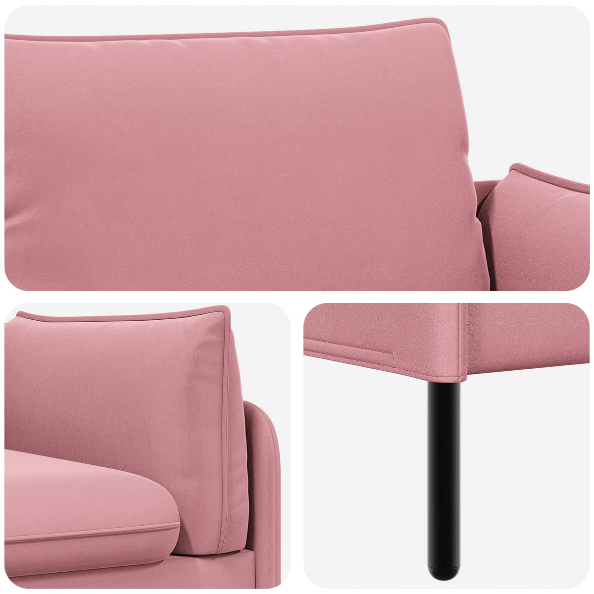 3-Seater Sofa Pink 222 x 81 x 89 cm Velvet