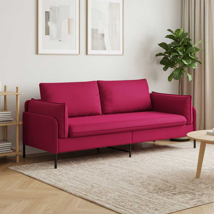 3-Seater Sofa 3-Seater Wine Red 222 x 81 x 89 cm Velvet