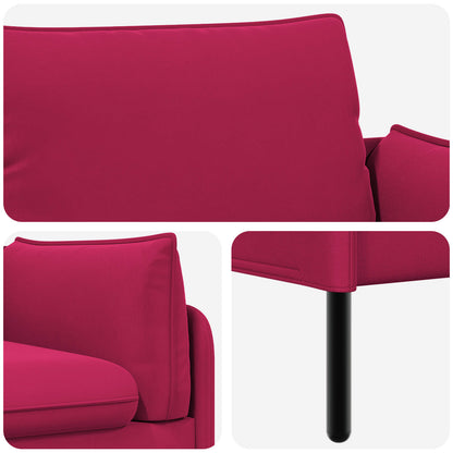 3-Seater Sofa 3-Seater Wine Red 222 x 81 x 89 cm Velvet