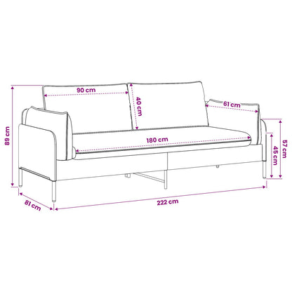 3-Seater Sofa Black 222 x 81 x 89 cm Velvet
