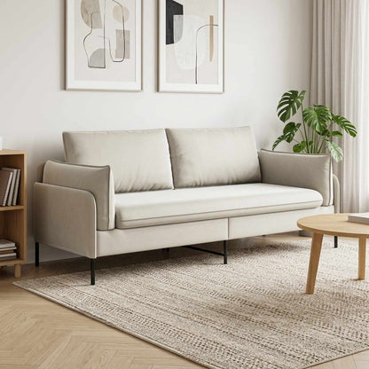3-Seater Sofa Cream 222 x 81 x 89 cm Velvet
