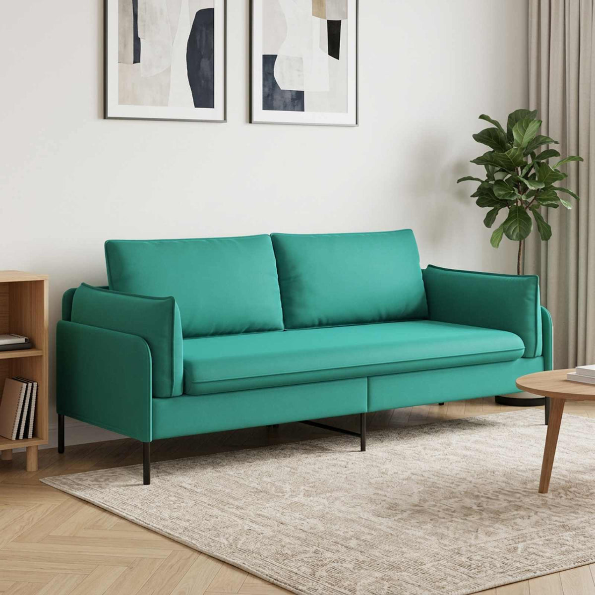 3-Seater Sofa Turquoise 222 x 81 x 89 cm Velvet