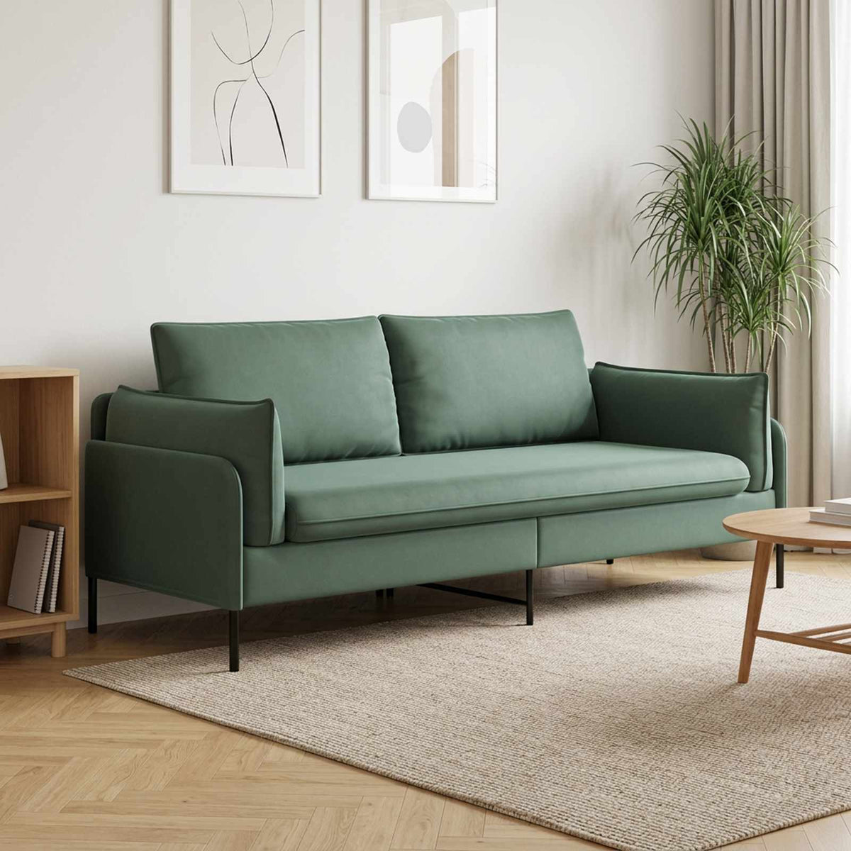 3-Seater Sofa 3-Seater Sea Green 222 x 81 x 89 cm Velvet