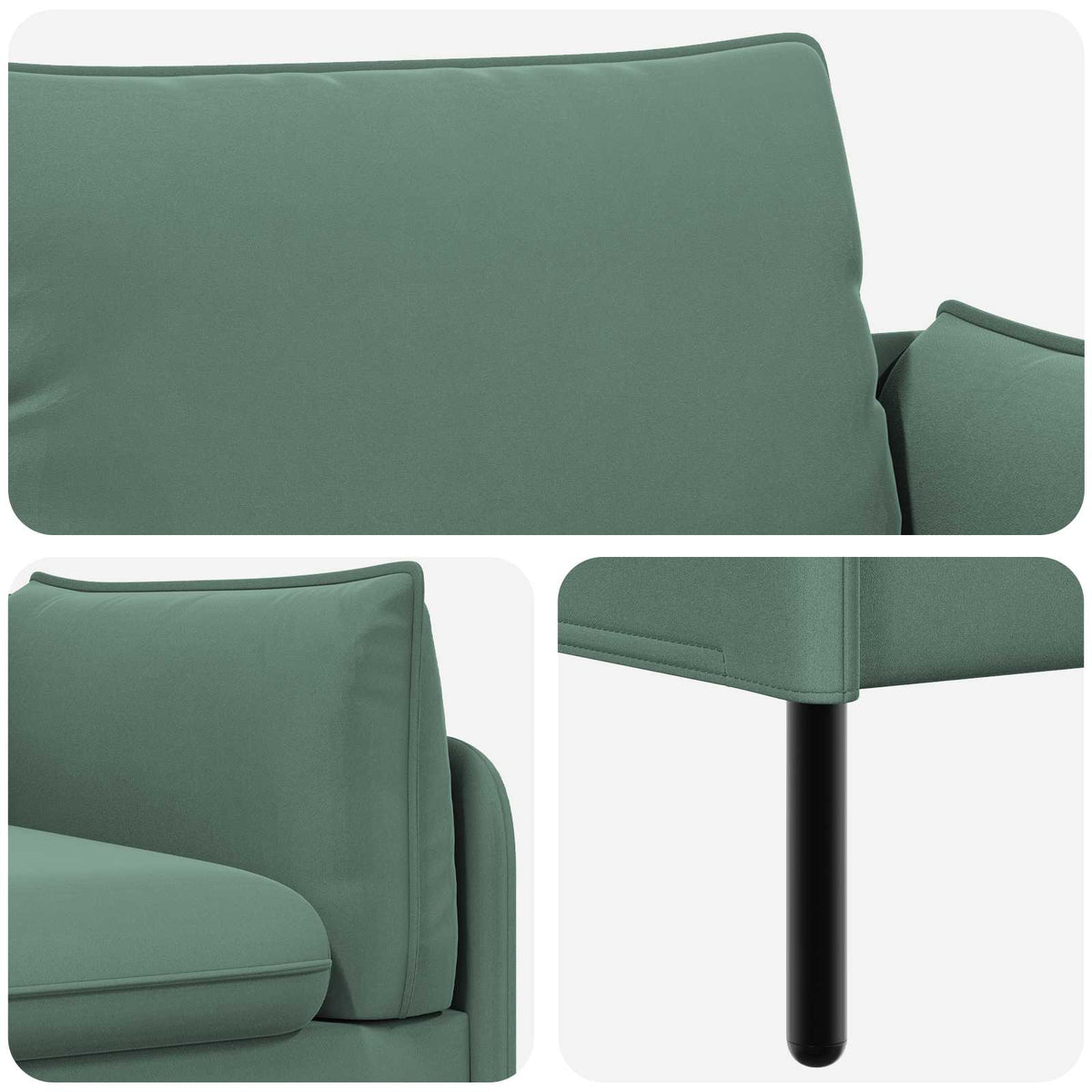 3-Seater Sofa 3-Seater Sea Green 222 x 81 x 89 cm Velvet