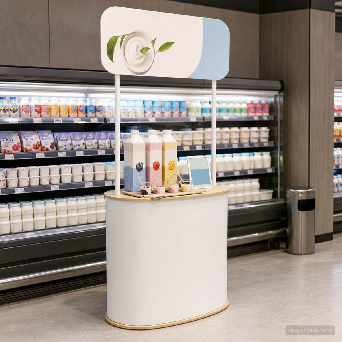 Trade Show Counter Light Brown and White 90 x 48 x 93 cm