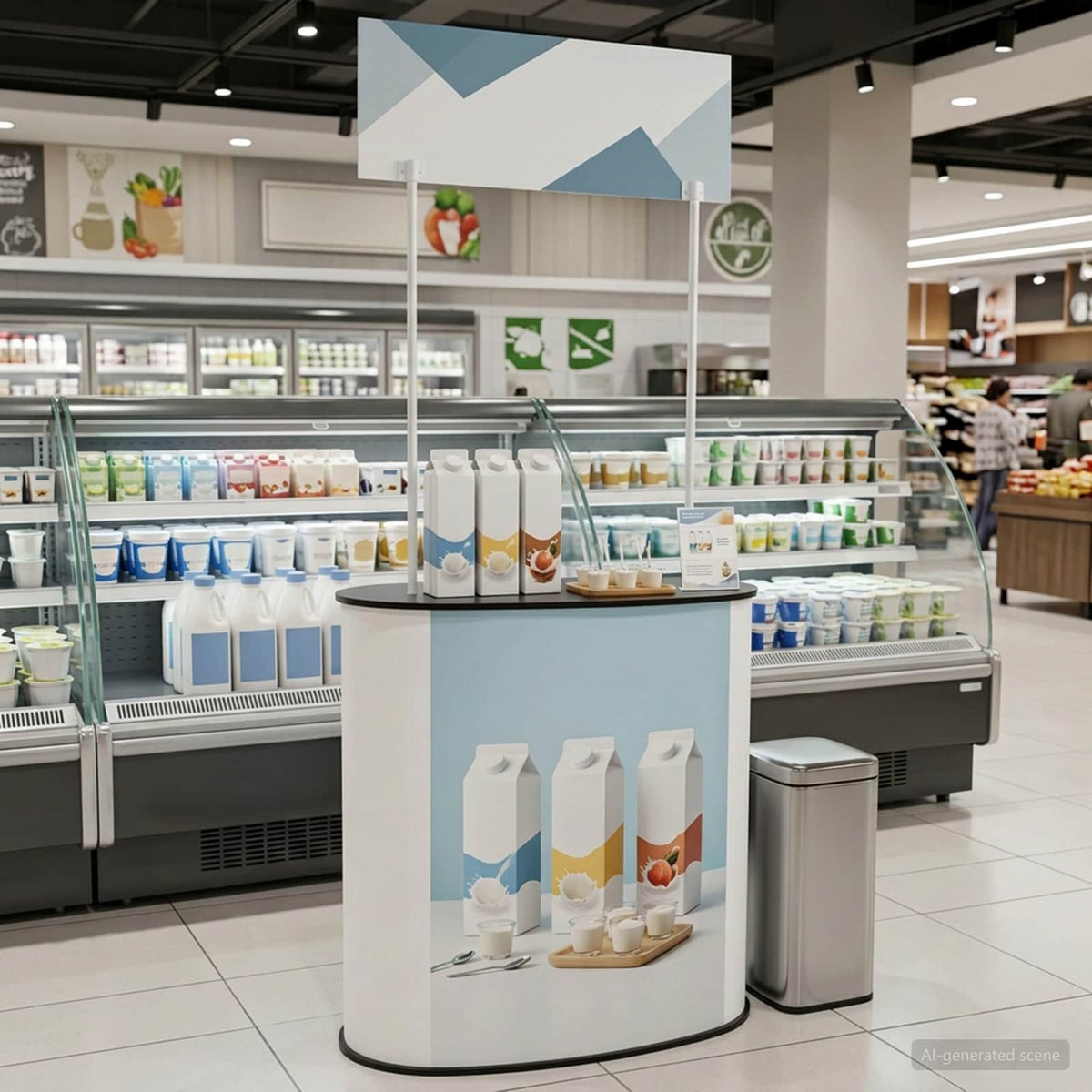 Trade Show Counter Black and White 90 x 48 x 200 cm