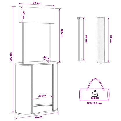 Trade Show Counter Light Brown and White 90 x 48 x 200 cm