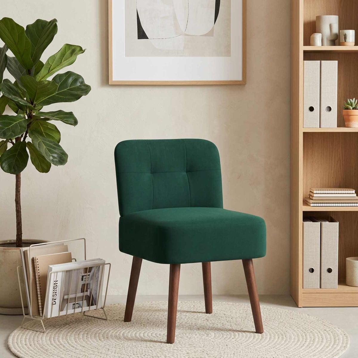 Slipper Chair Dark Green Velvet
