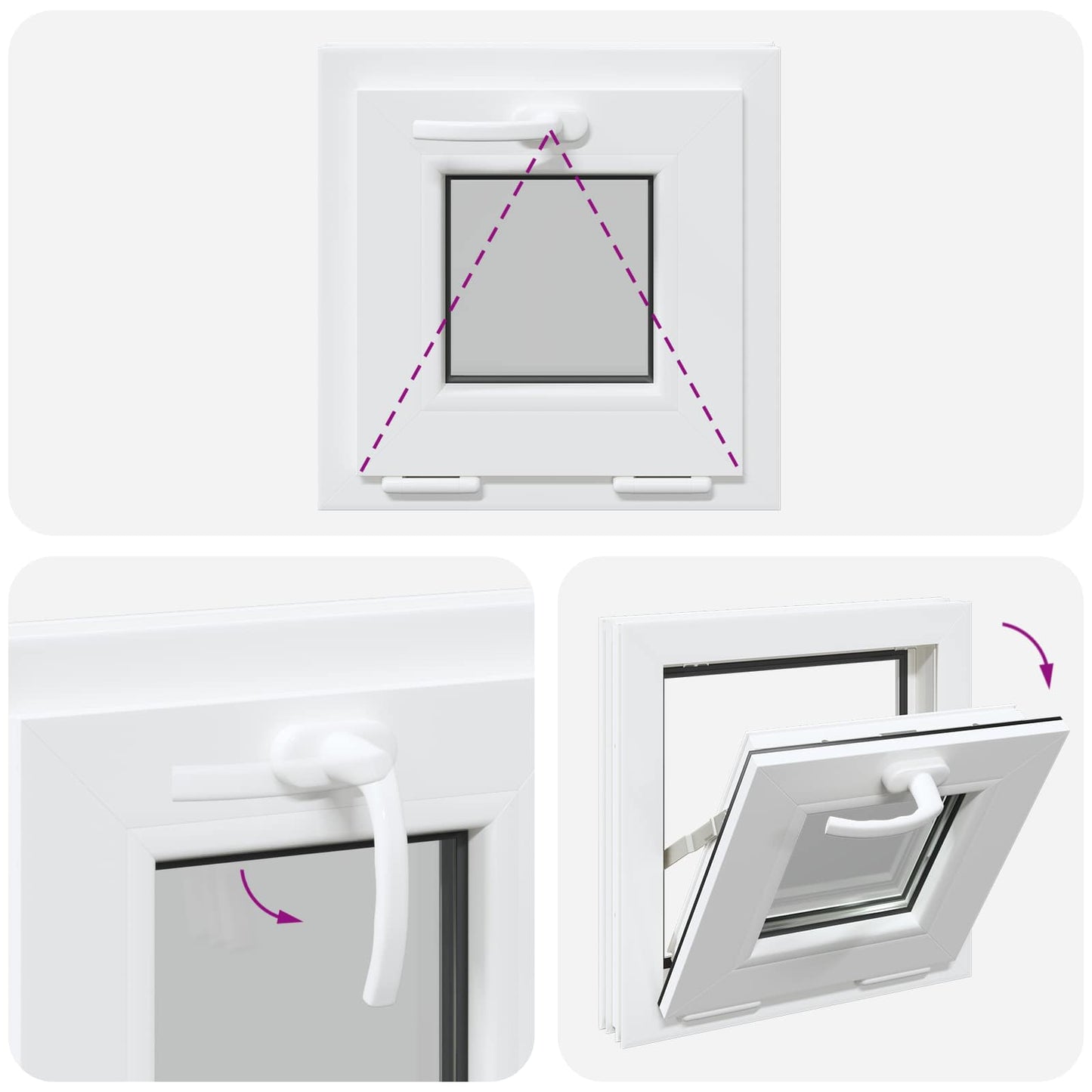 Tilt Basement Window RISOR 40 x 40 cm PVC and Clear Plain Glass