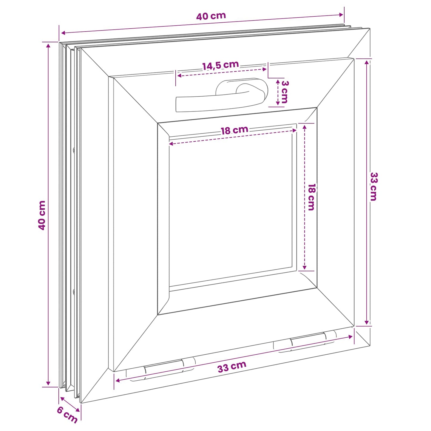 Tilt Basement Window RISOR 40 x 40 cm PVC and Clear Plain Glass