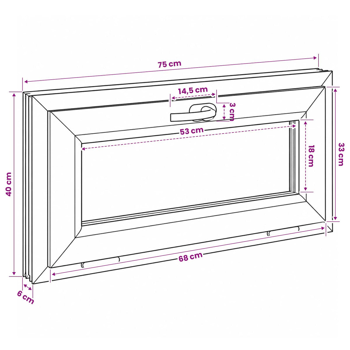 Basement Window Internal Colour White RISOR 75 x 40 cm