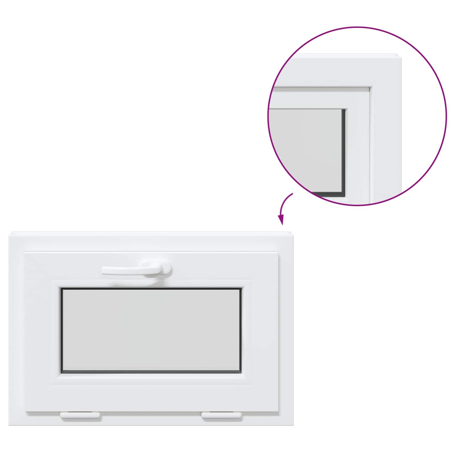 Tilt Basement Window RISOR 60 x 45 cm PVC and Clear Plain Glass