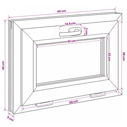 Basement Window Internal Colour White RISOR 65 x 45 cm