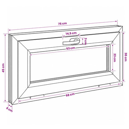 Basement Window Internal Colour White RISOR 75 x 45 cm