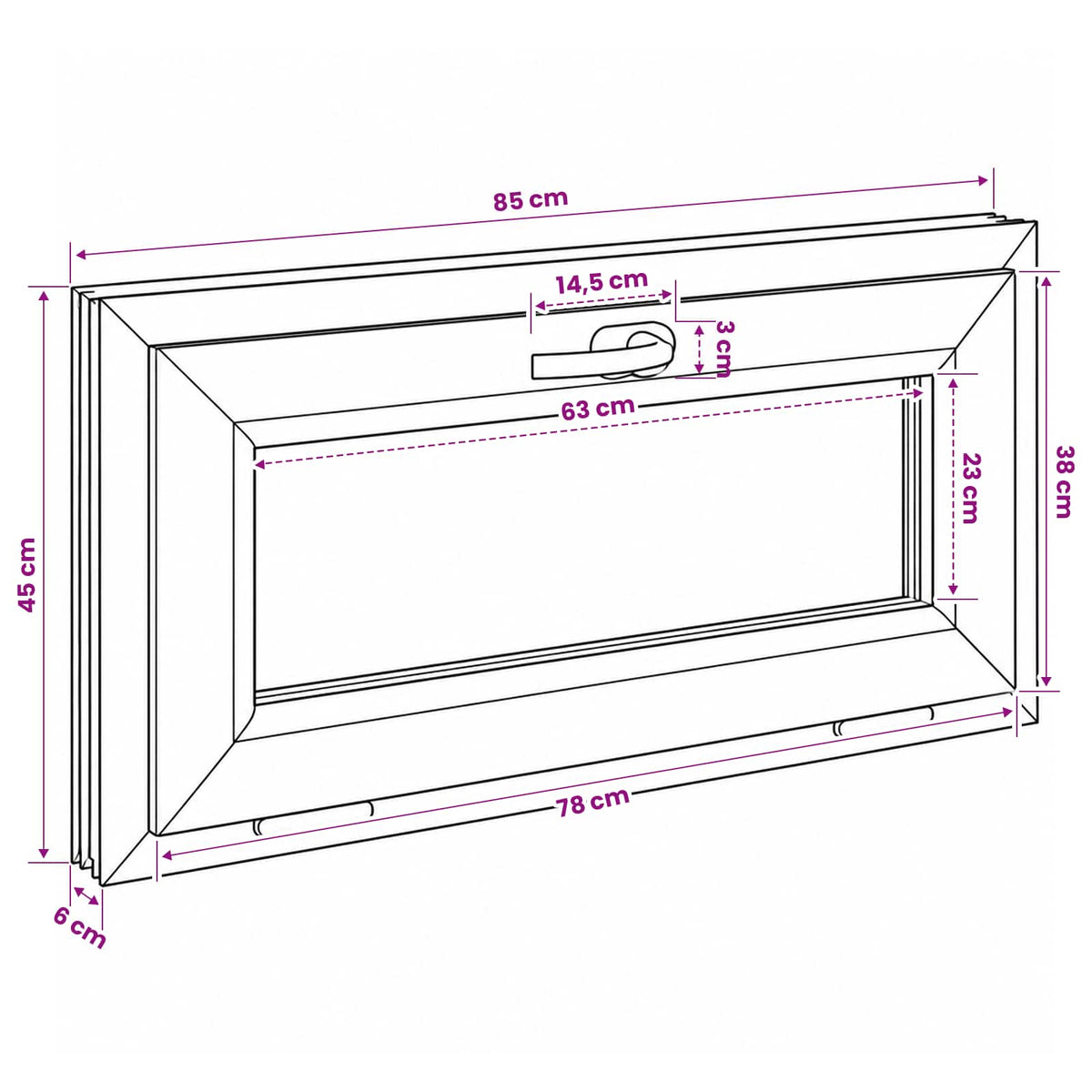 Basement Window Internal Colour White RISOR 85 x 45 cm